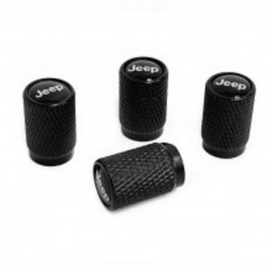 NEW 4 JEEP Tire Valve Stem Caps Metal black